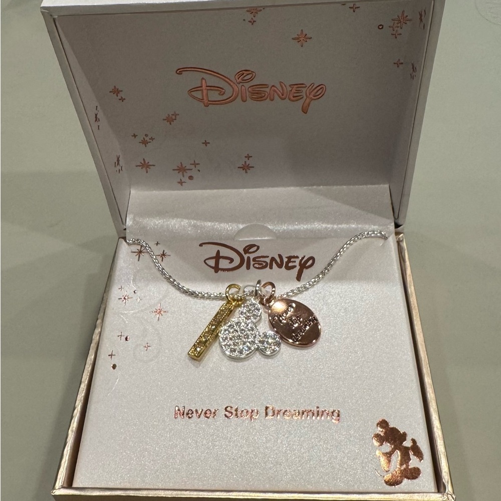 Disney Three Charm Necklace Never Stop Dreaming
